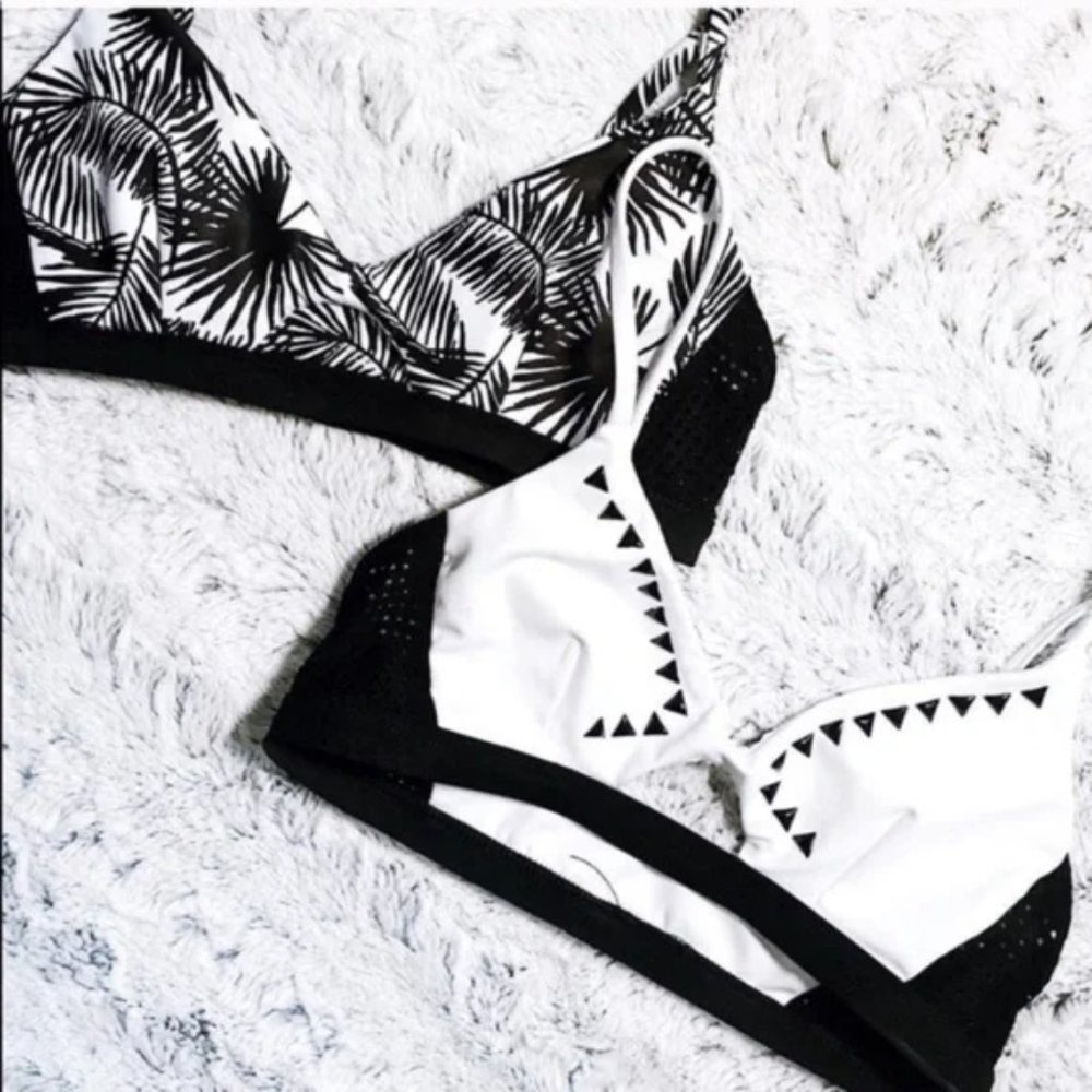 Beach Riot Jess Sports Bra Bundle Set Black White size Small
